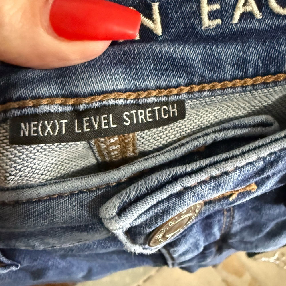 American Eagle Next Level Stretch Skinny Jeans Womens 4 Distressed Blue - Picture 4 of 6